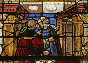 Window depicting part windows: the Flagellation, the Meeting at Golden Gate by French School